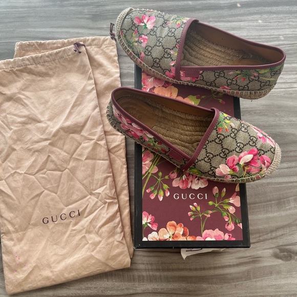 Gucci Supreme GG Monogram Floral Espadrilles Flats Size 7.5 Women’s (EU 38) - Picture 1 of 10